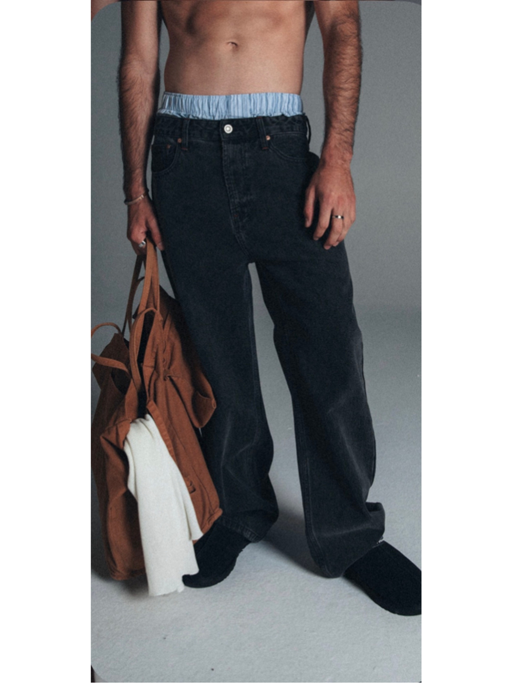 Elwood Baggy Denim Jeans Washed Black Size 34x30